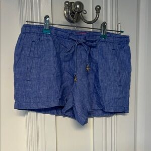 Lilly Pulitzer Blue linen Women's Shorts with gold star charms  (NWOT)